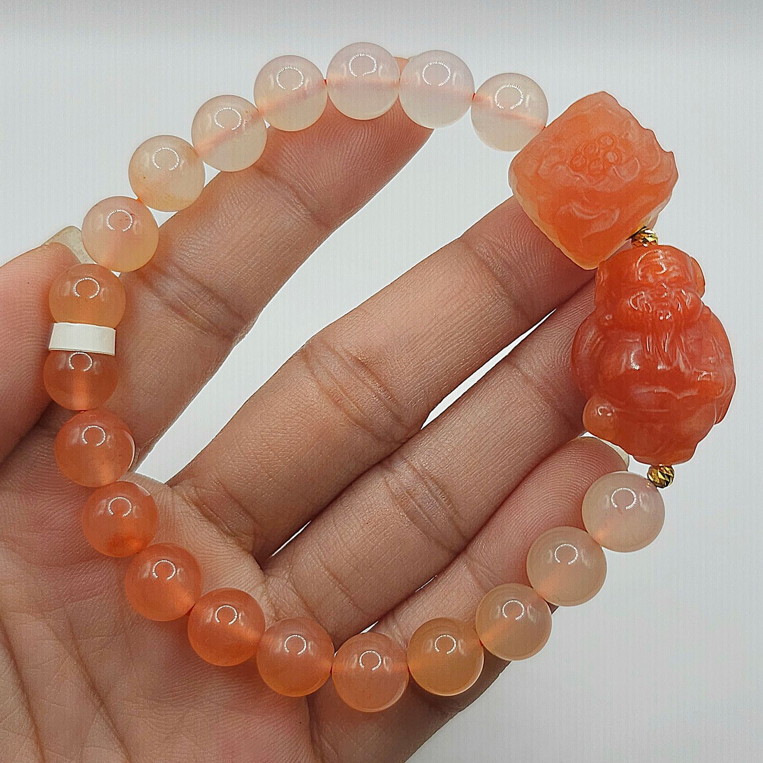 Natural Yan Yuan Agate with God of Wealth &amp; Phoenix 18K