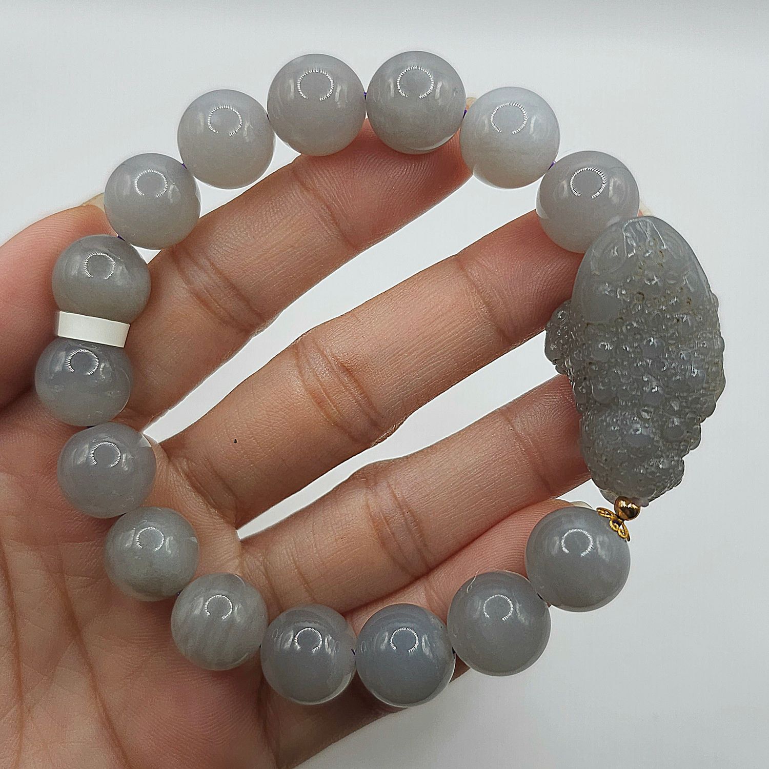 Natural Purple Jade with Dragon Toad 18K
