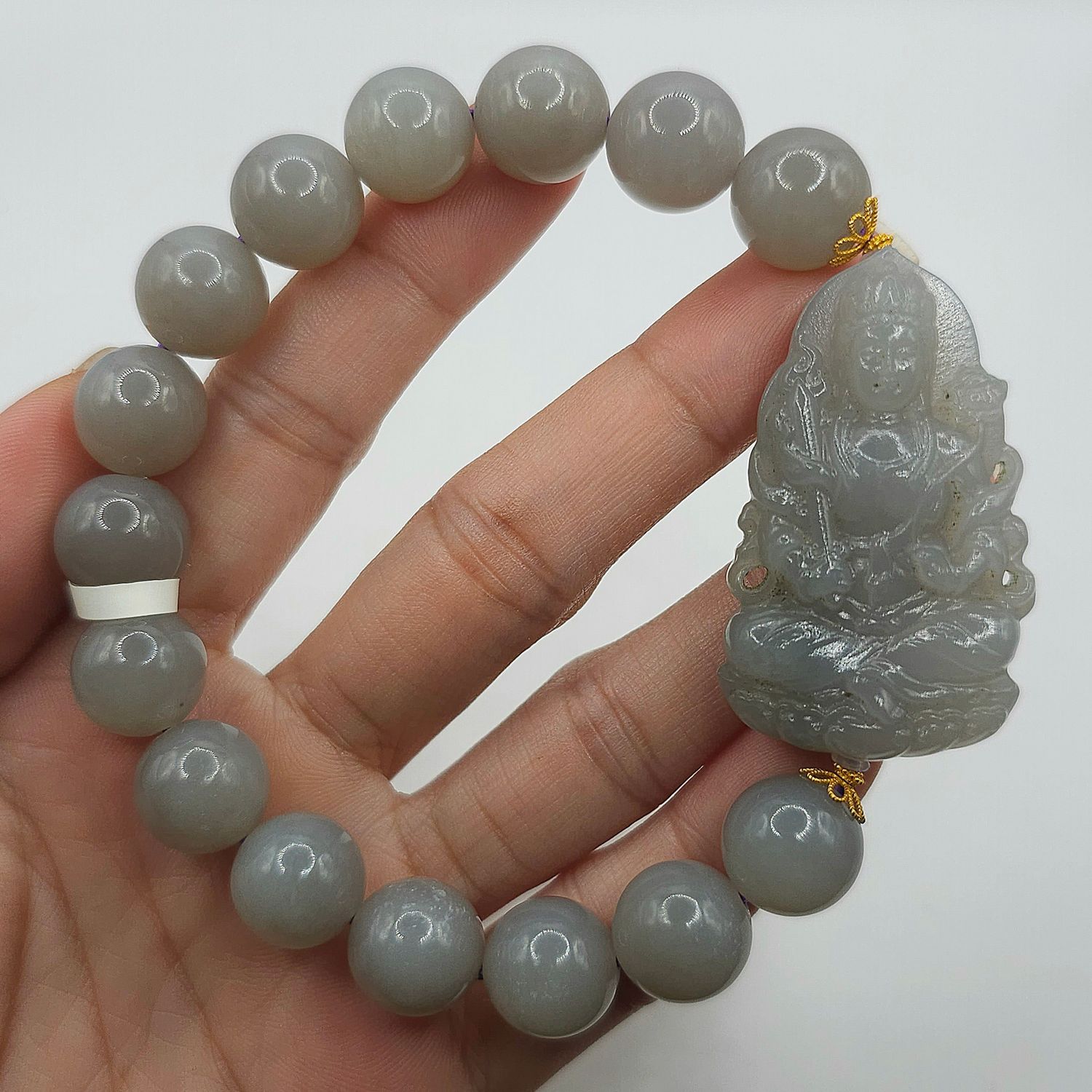 Natural Purple Jade with Ganesha 18K