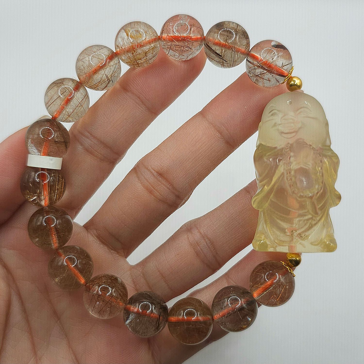 Natural Copper Ruti x Citrine Buddha 18K