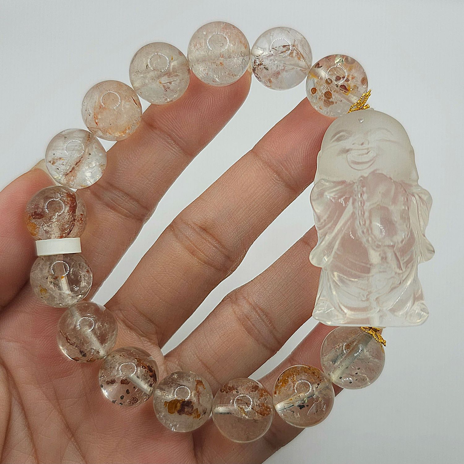 Natural Pyrite Quartz with Buddha 18K