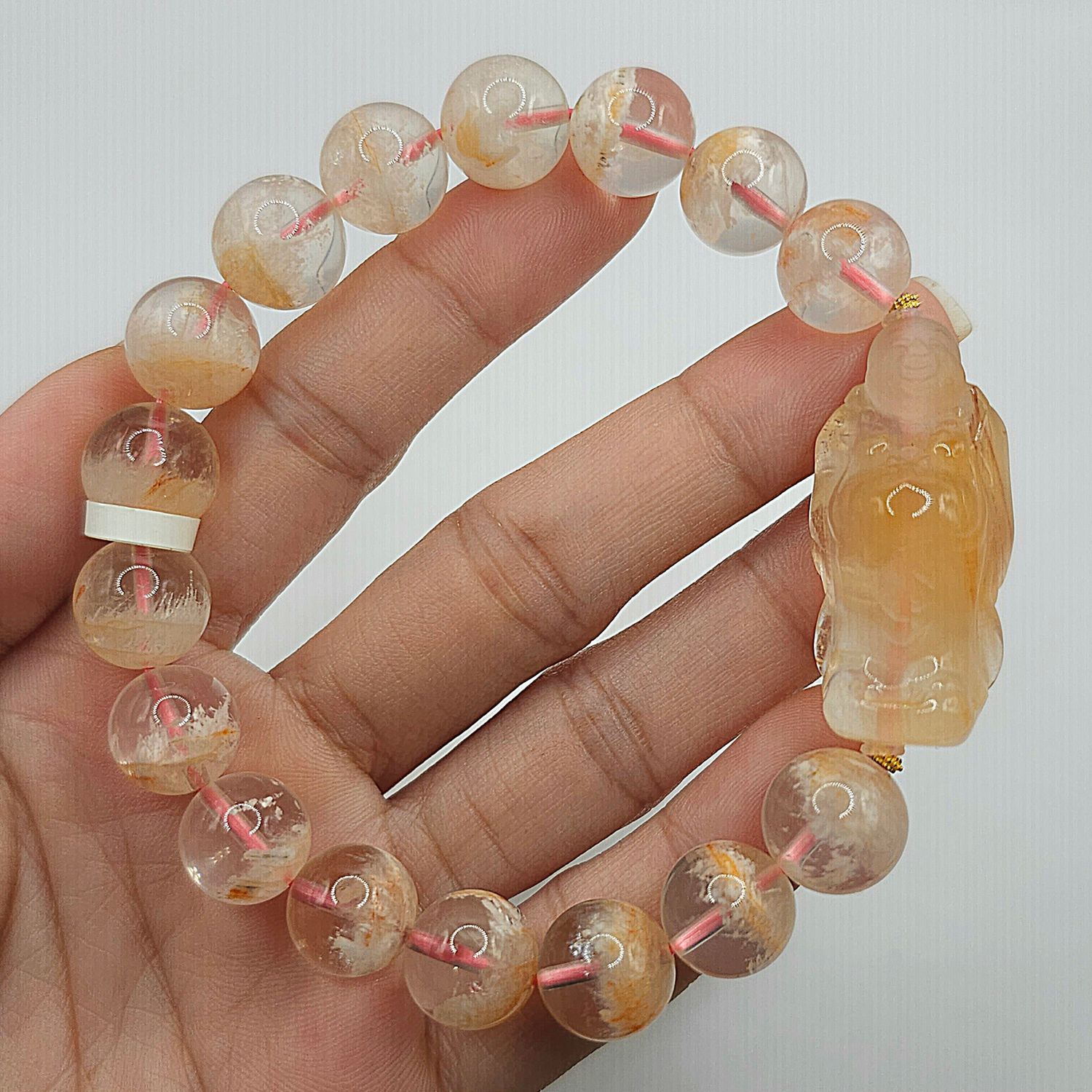 Natural Snowflake Phantom with Buddha - 18K
