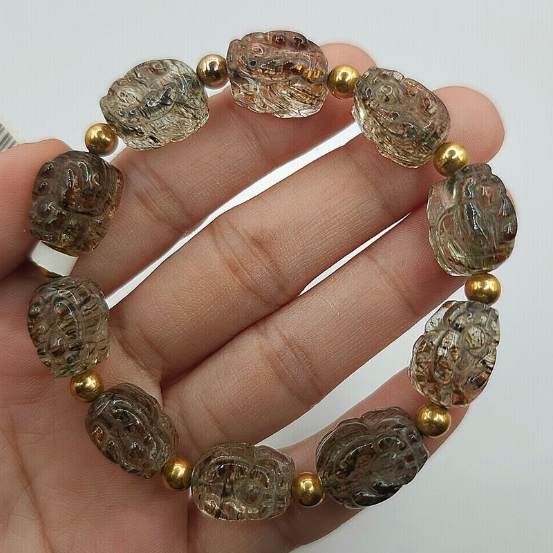 Natural Super 7 Dragon Carving - 18K