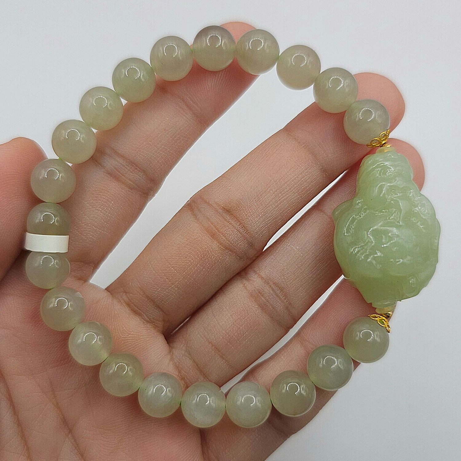 Natural Hetian Jade with God of Wealth 18K