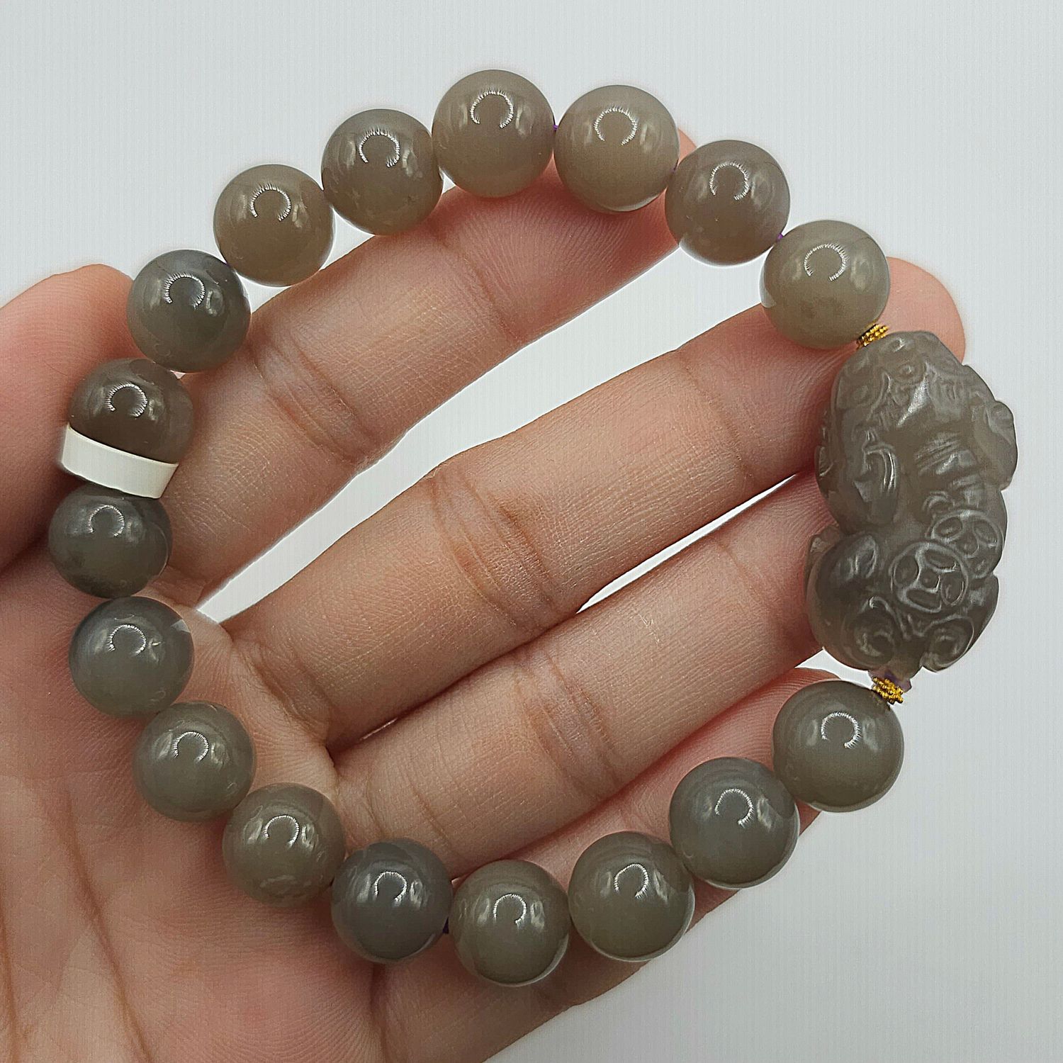 Natural Purple Jade with Dragon Pixiu - 18K