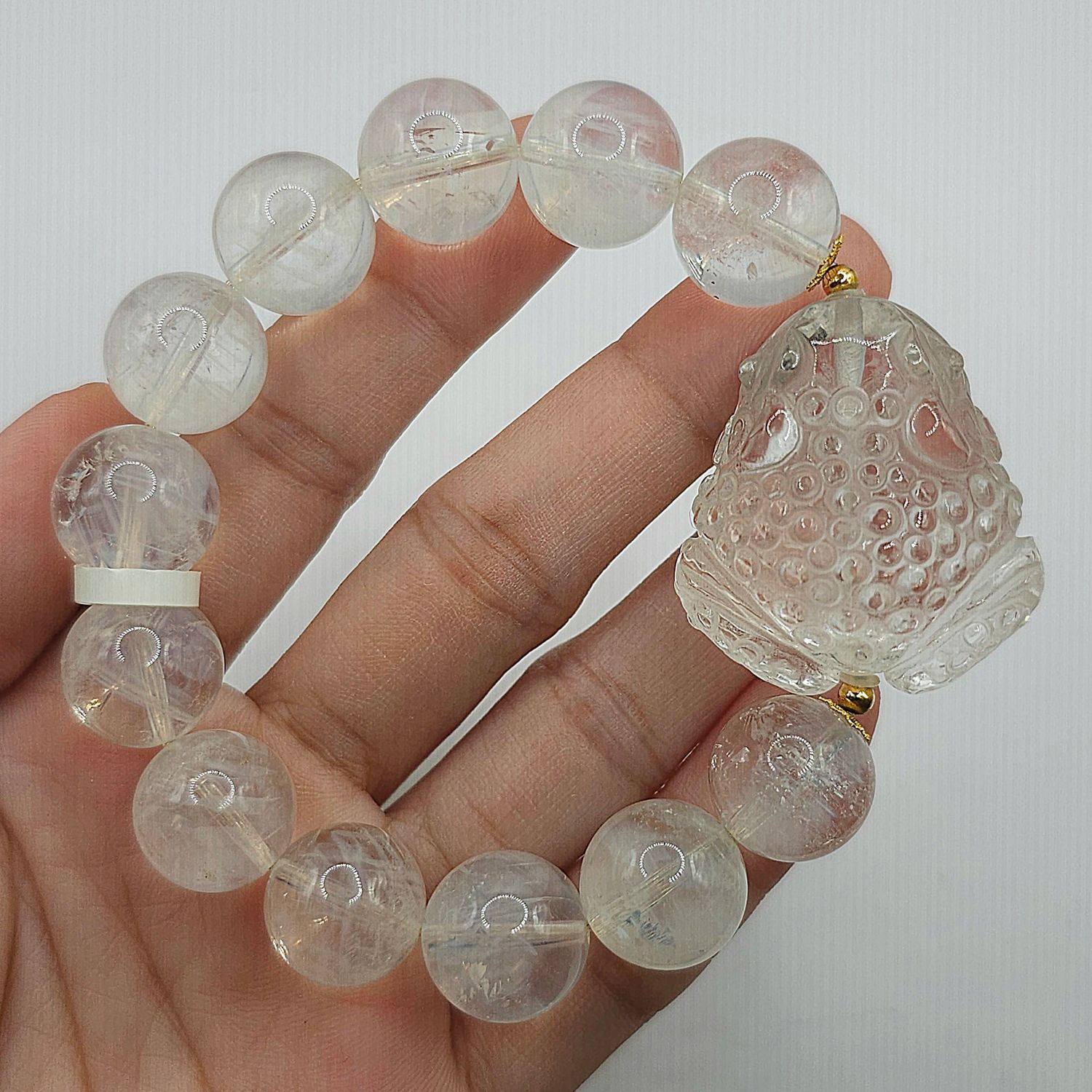Natural Blue Needle x Clear Quartz Toad 18K