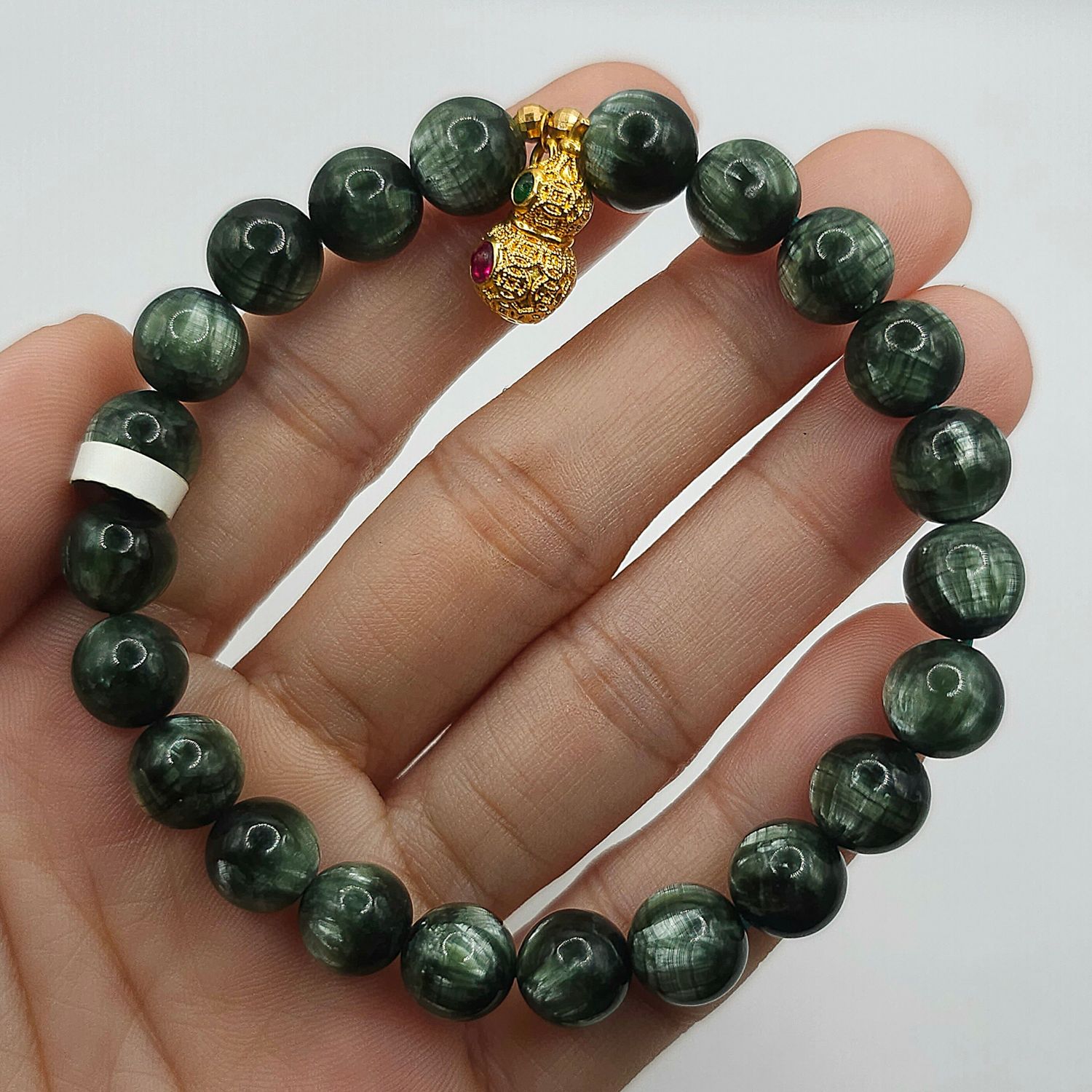 Natural Green Chlorite with Wu Lu - 18K
