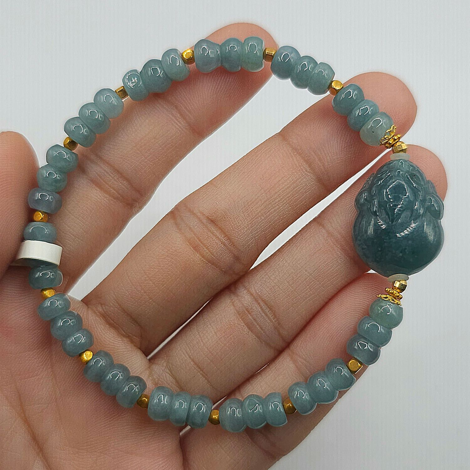Natural Blue Water with Pixiu 18K