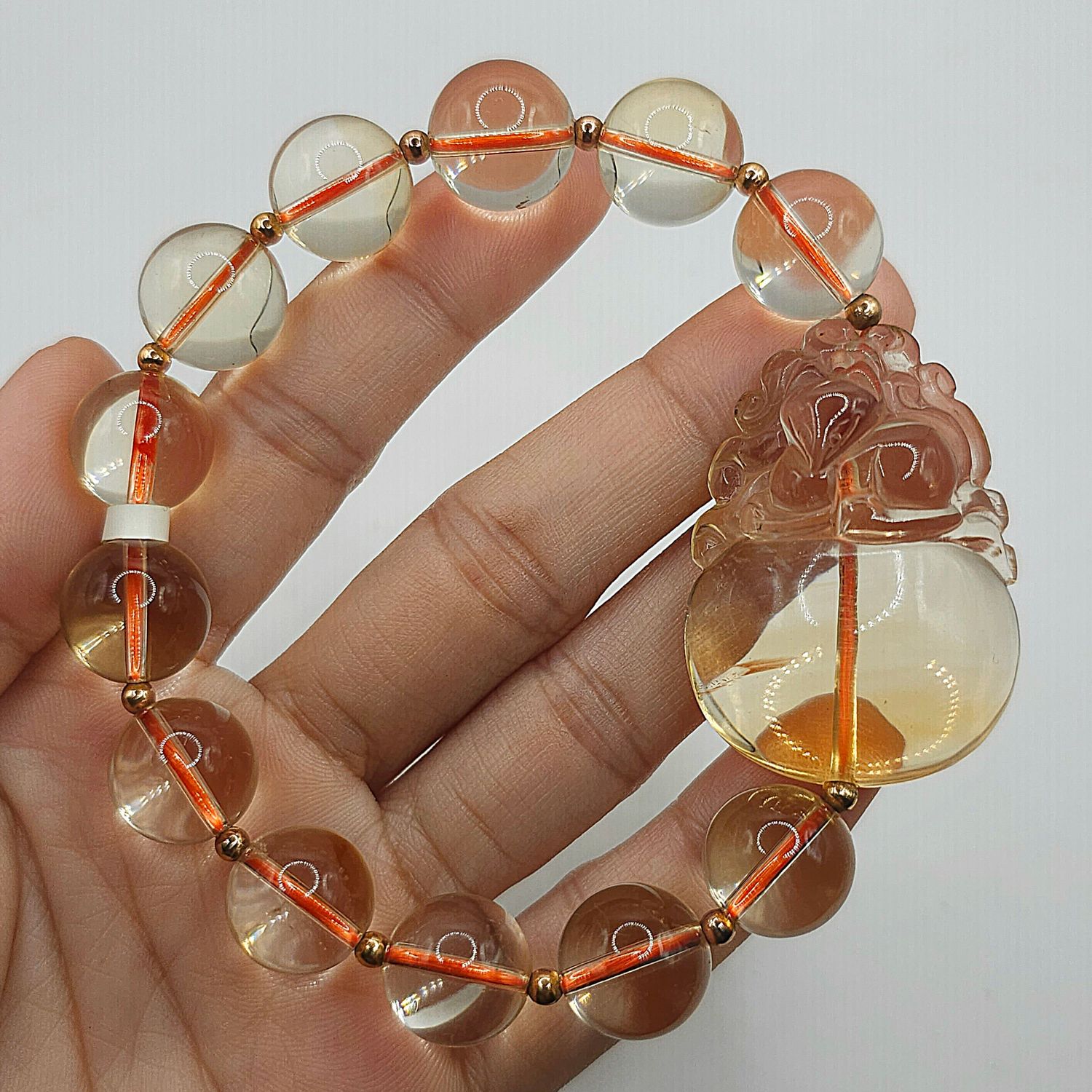 Natural Citrine with 9 Tail Fox -18K