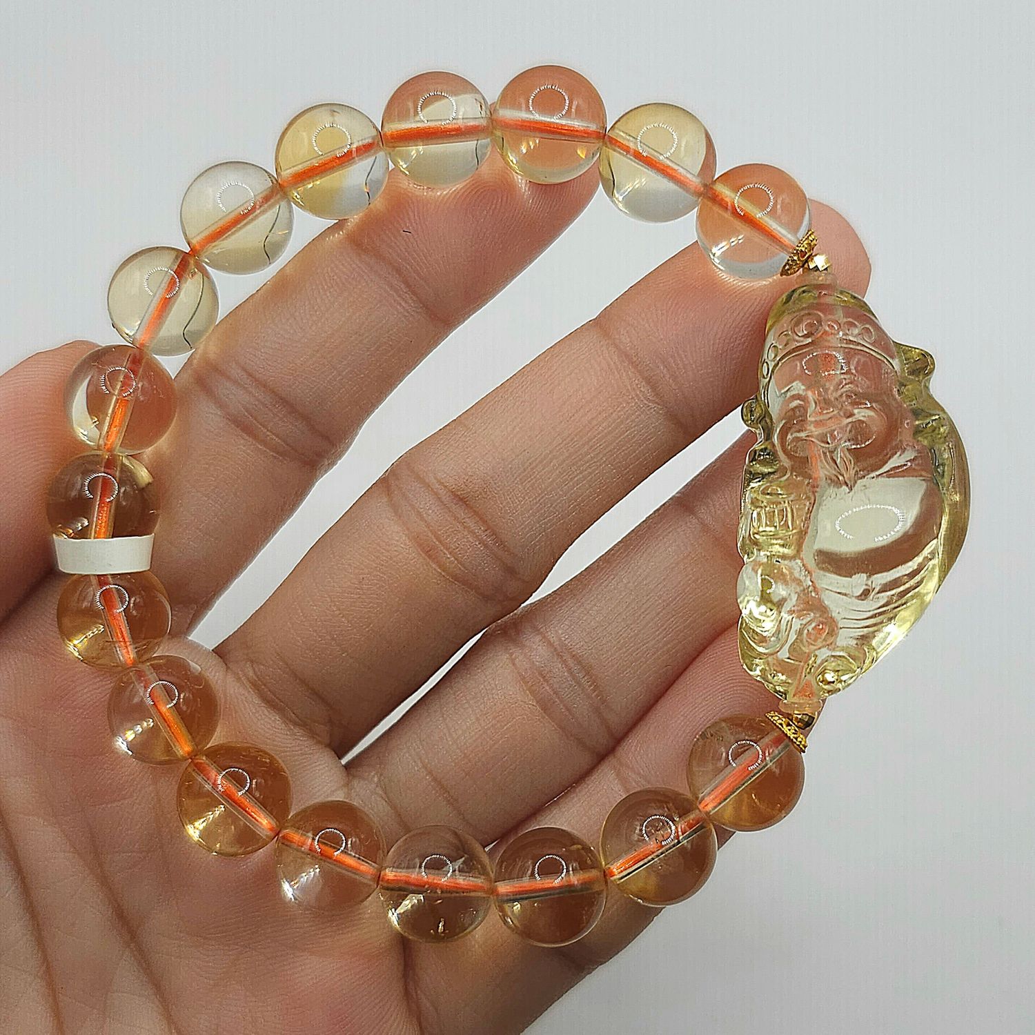 Natural Citrine with God of Fortune - 18K