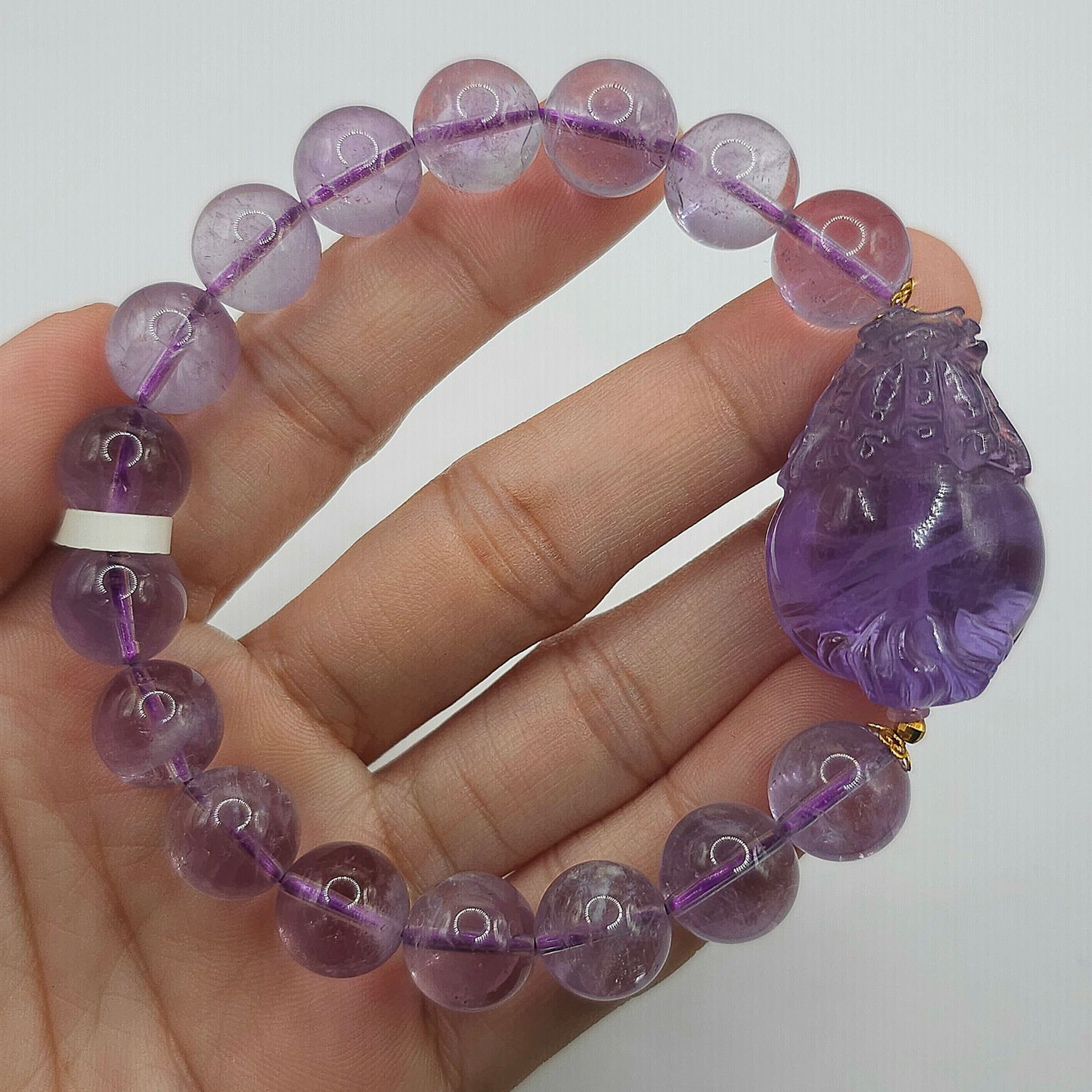 Natural Amethyst with Dragon Pixiu - 18K