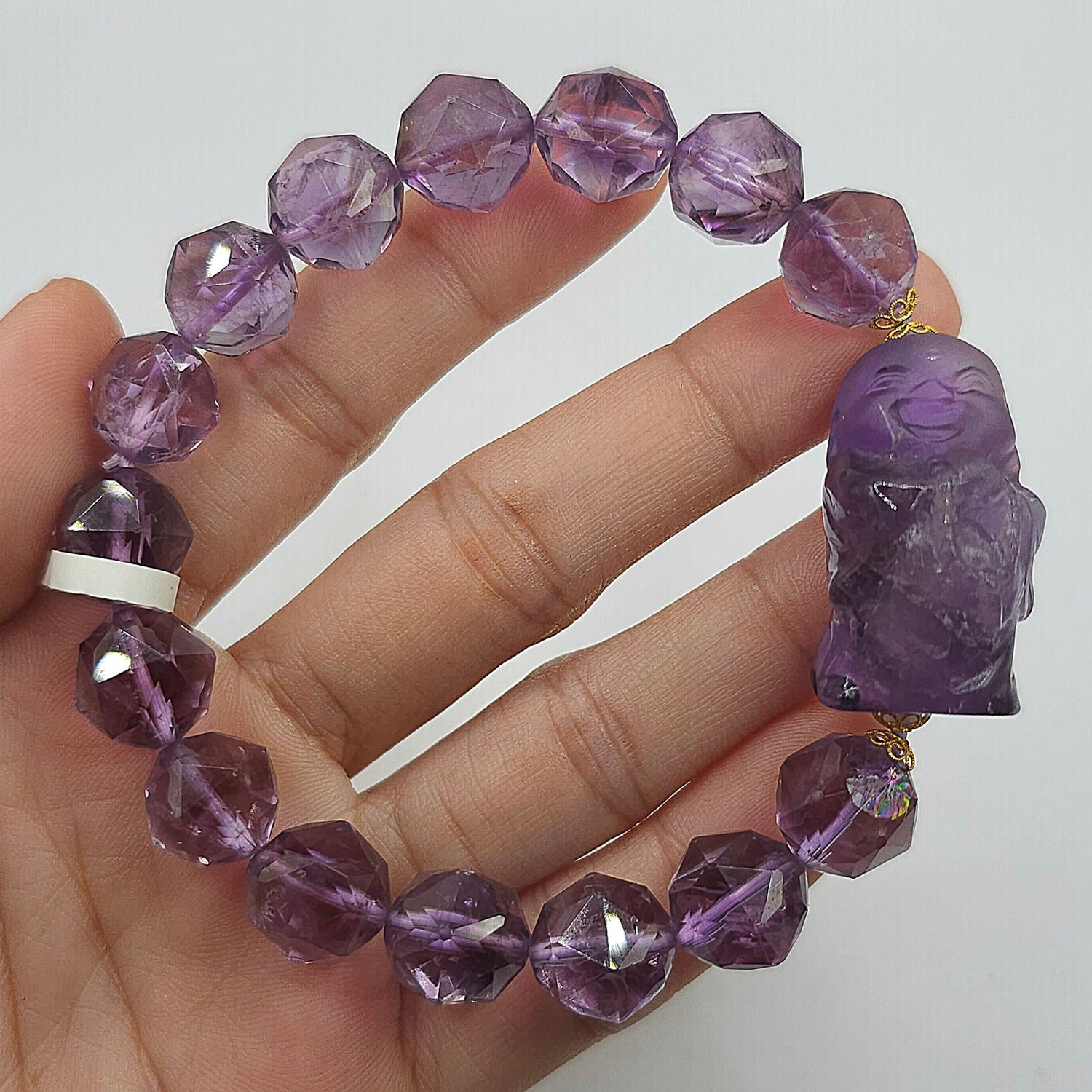 Natural Amethyst with Buddha 18K