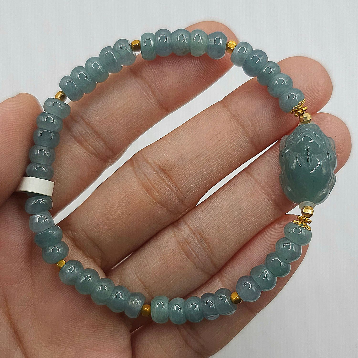 Natural Blue Water with Pixiu 18K