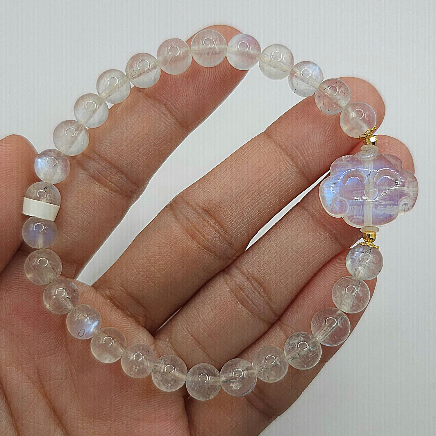 Natural Blue Moonstone with Cloud 18K