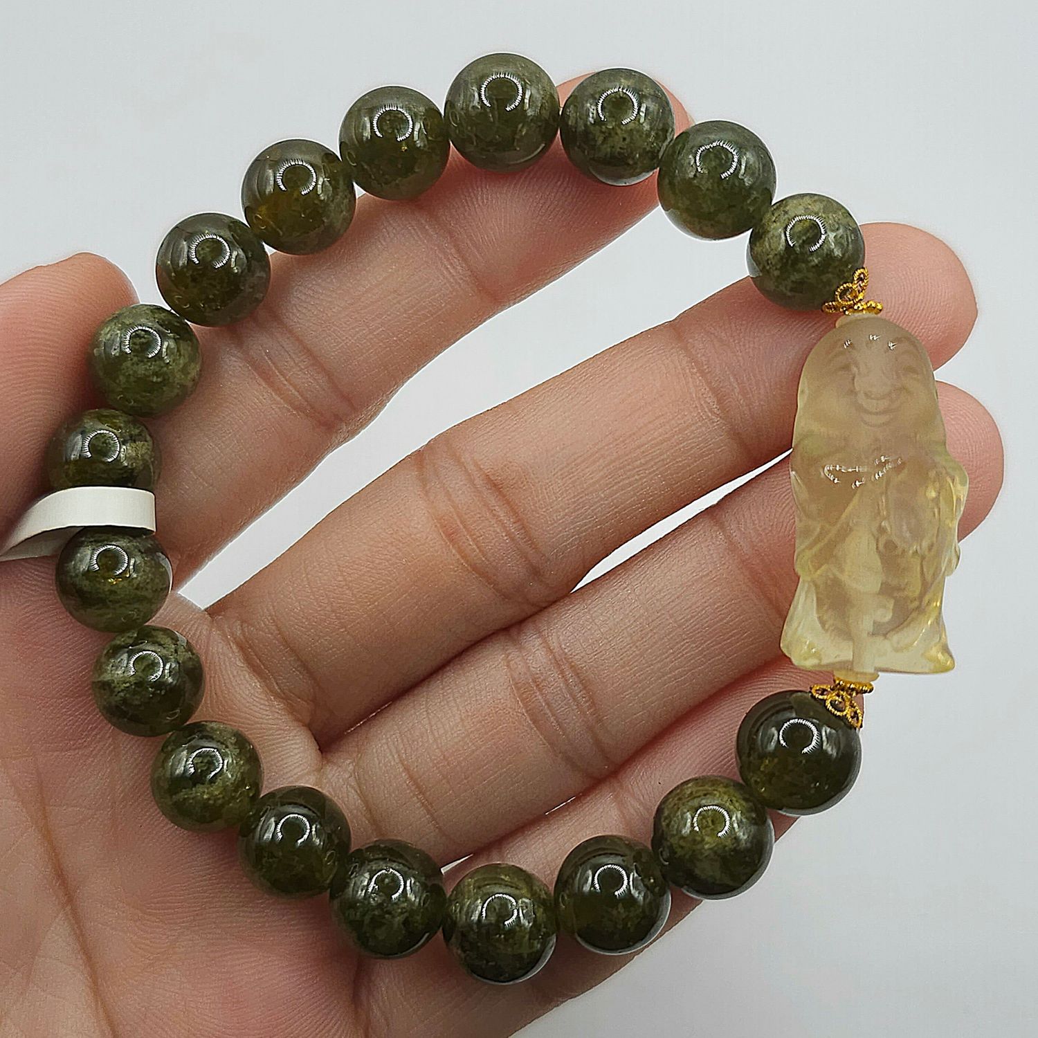 Natural Garnet x Citrine Buddha - 18K