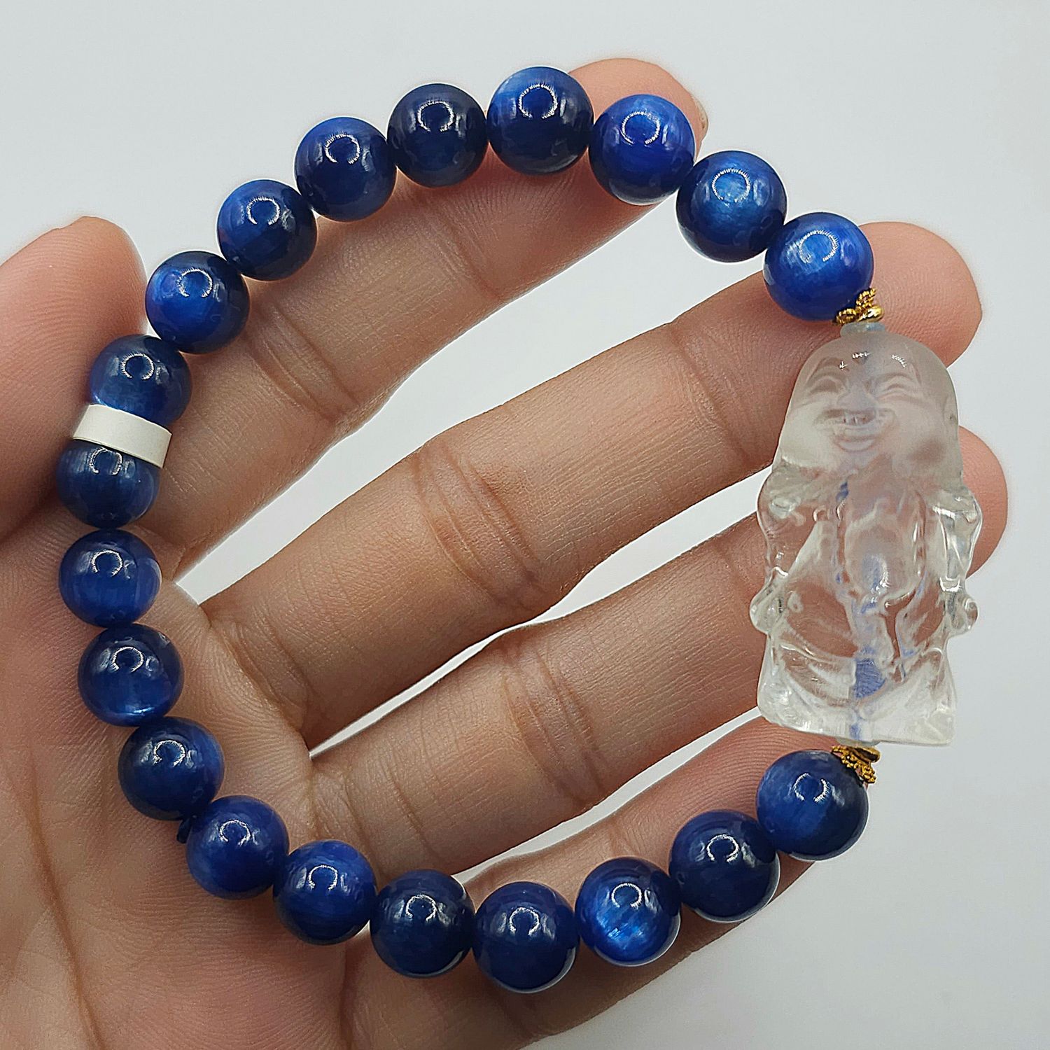 Natural Kyanite x Clear Quartz Buddha 18K