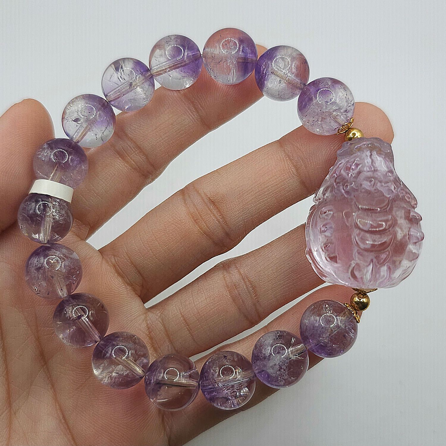 Natural Purple Rabbit Hair with Dragon Pixiu 18K