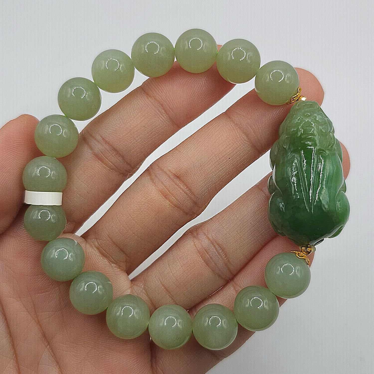 Natural Hetian Jade with Dragon Pixiu - 18K