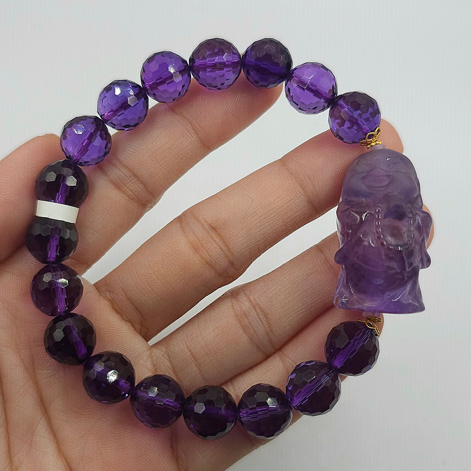 Natural Amethyst with Buddha 18K