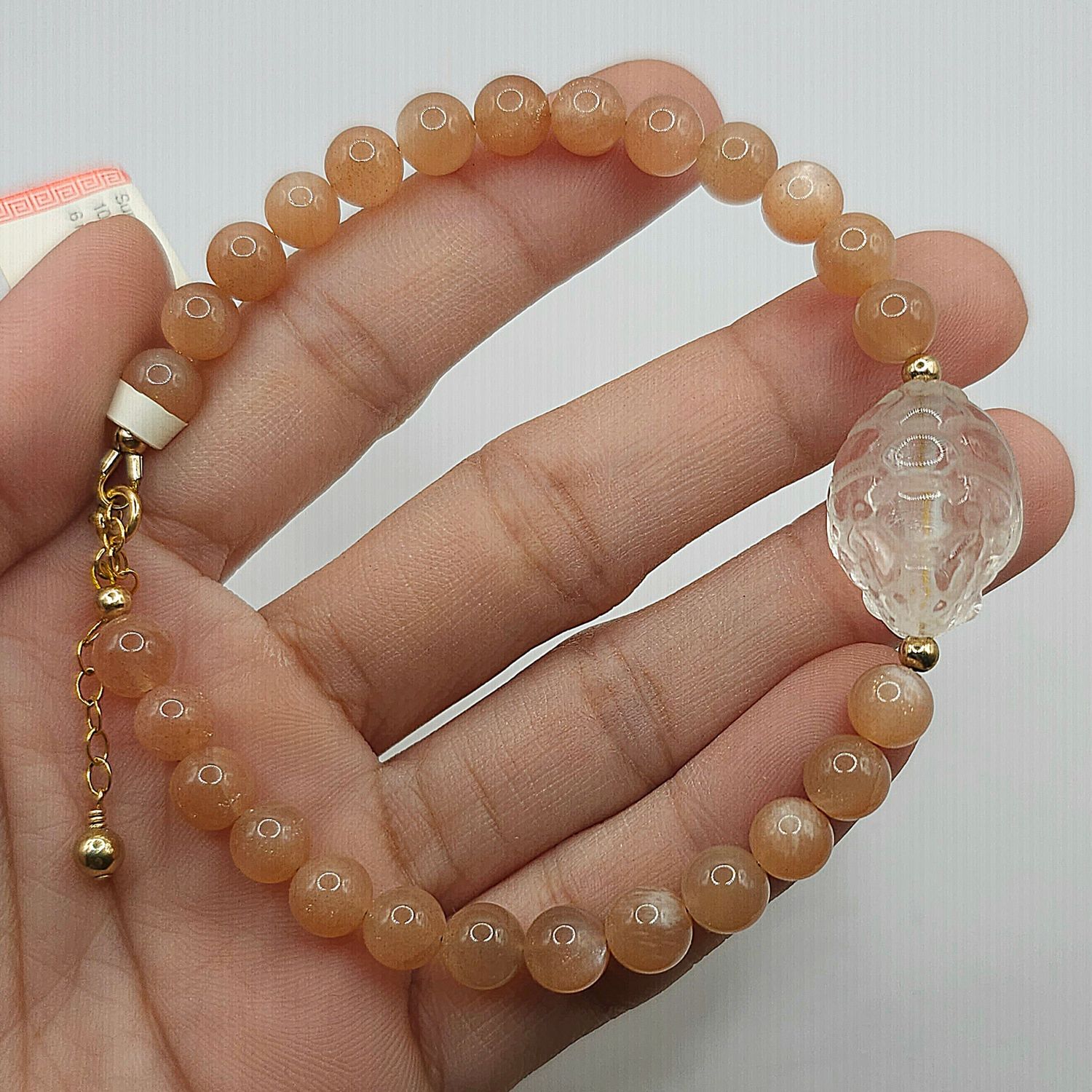 Natural Sunstone x Clear Quartz Dragon