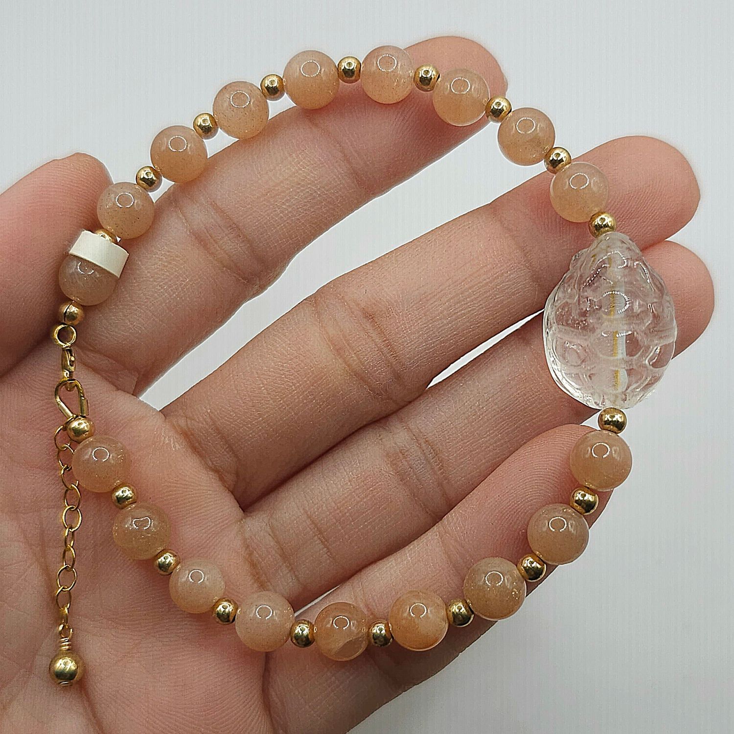 Natural Sunstone x Clear Quartz Dragon