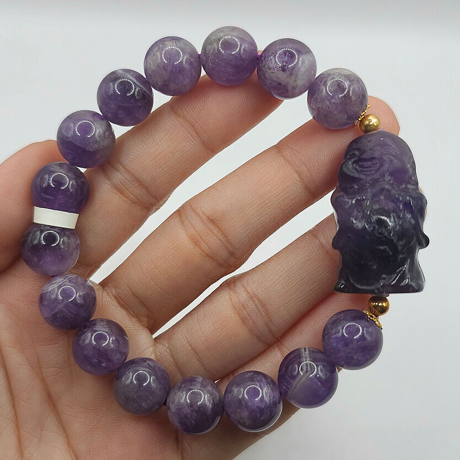 Natural Dream Amethyst with Buddha 18K