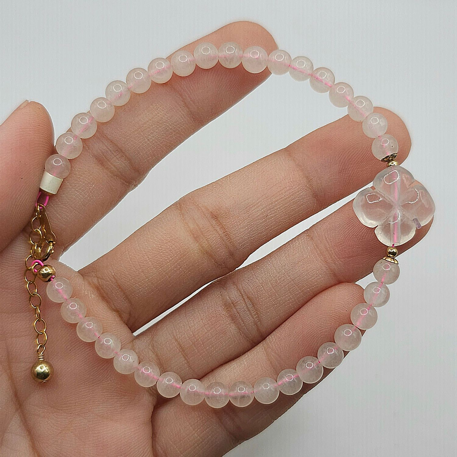 Natural Rose Quartz with Clover