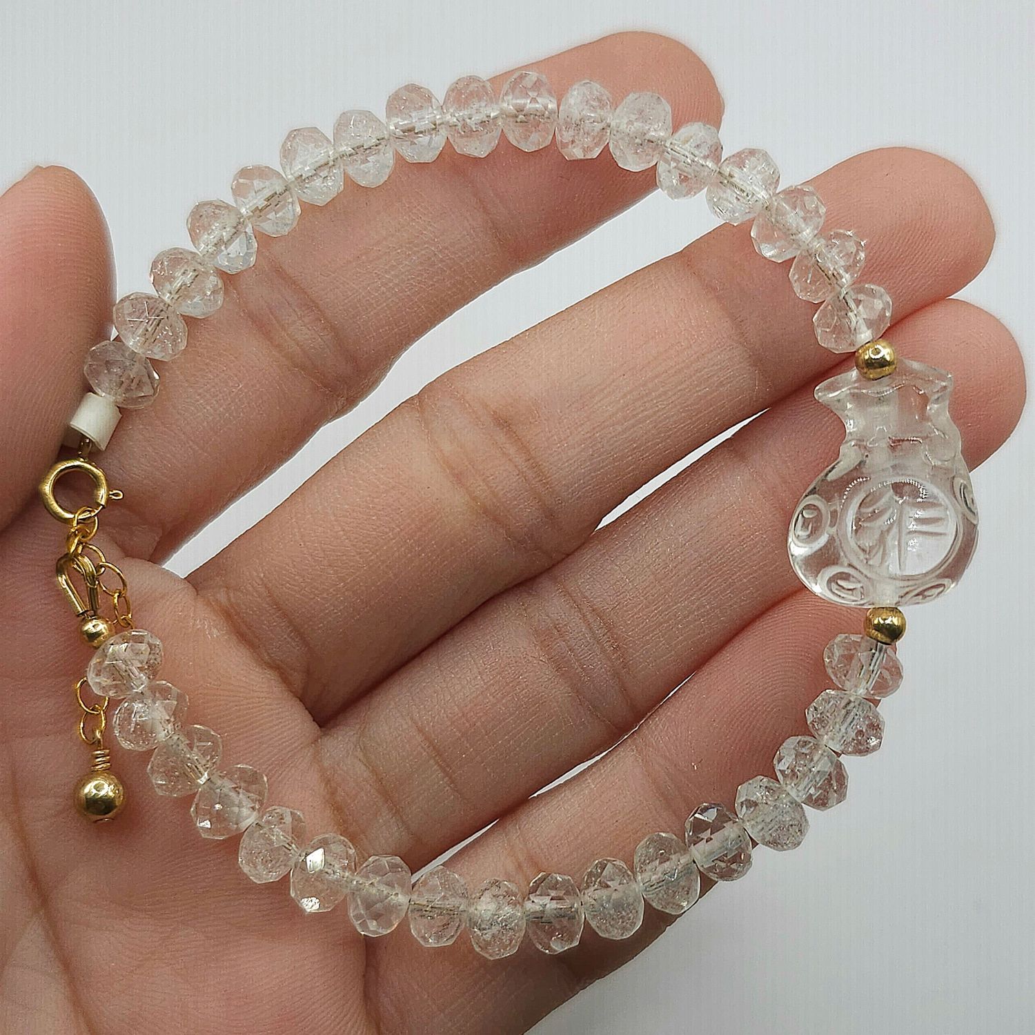 Natural Clear Quartz with Money Bag