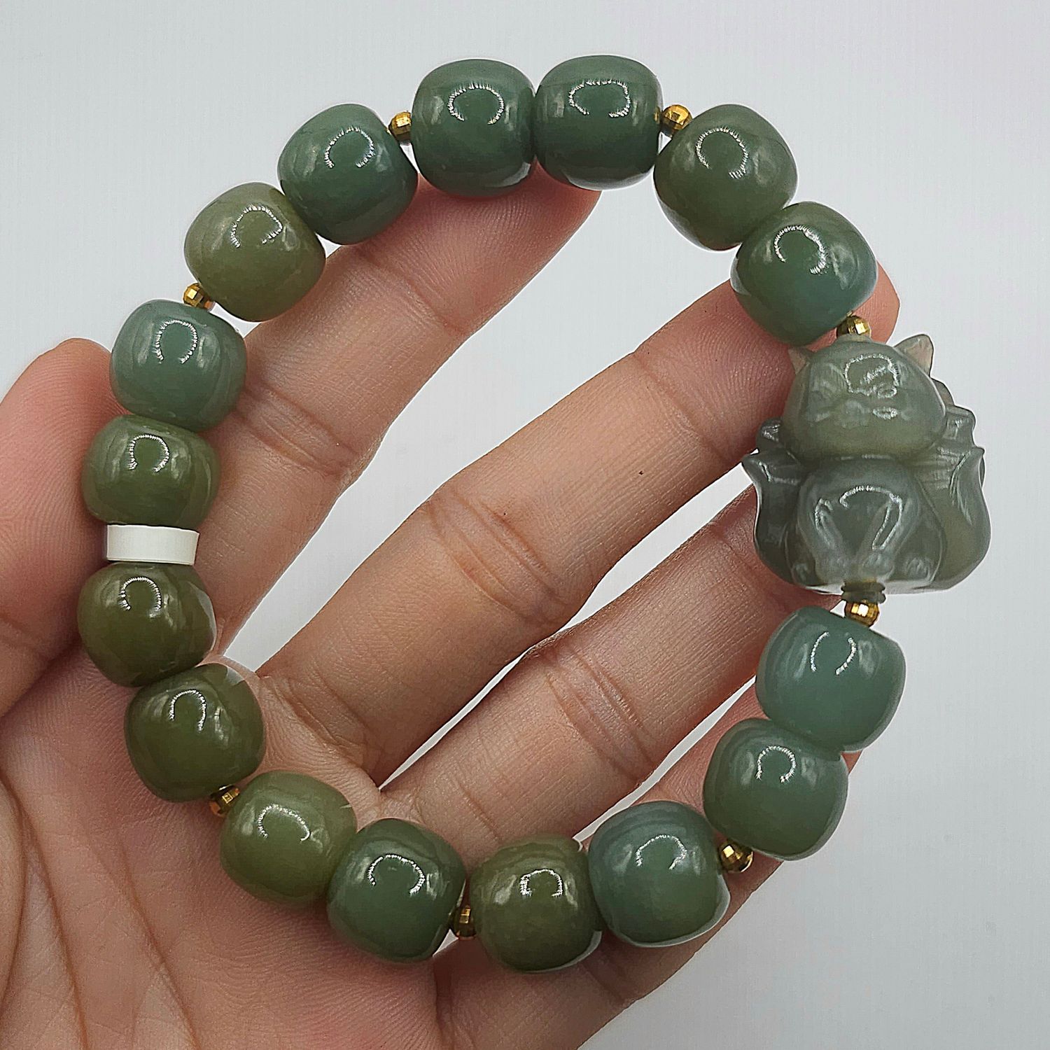 Natural Hetian Jade with 9 Tail Fox - 18K