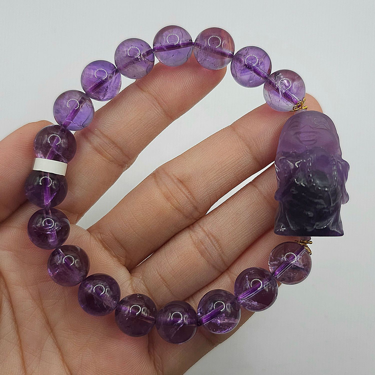 Natural Amethyst with Buddha 18K
