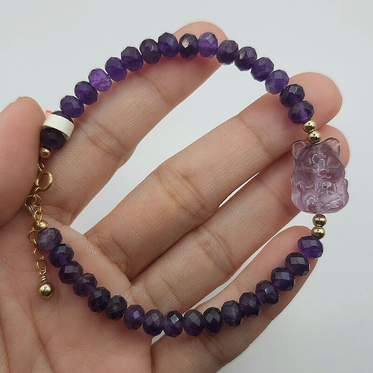 Natural Amethyst with Ganesha/9 Tail Fox