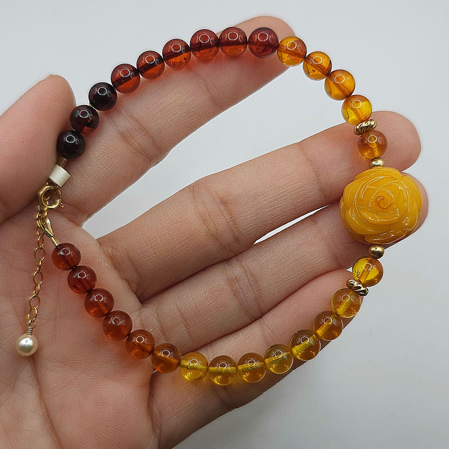 Natural Amber with Rose