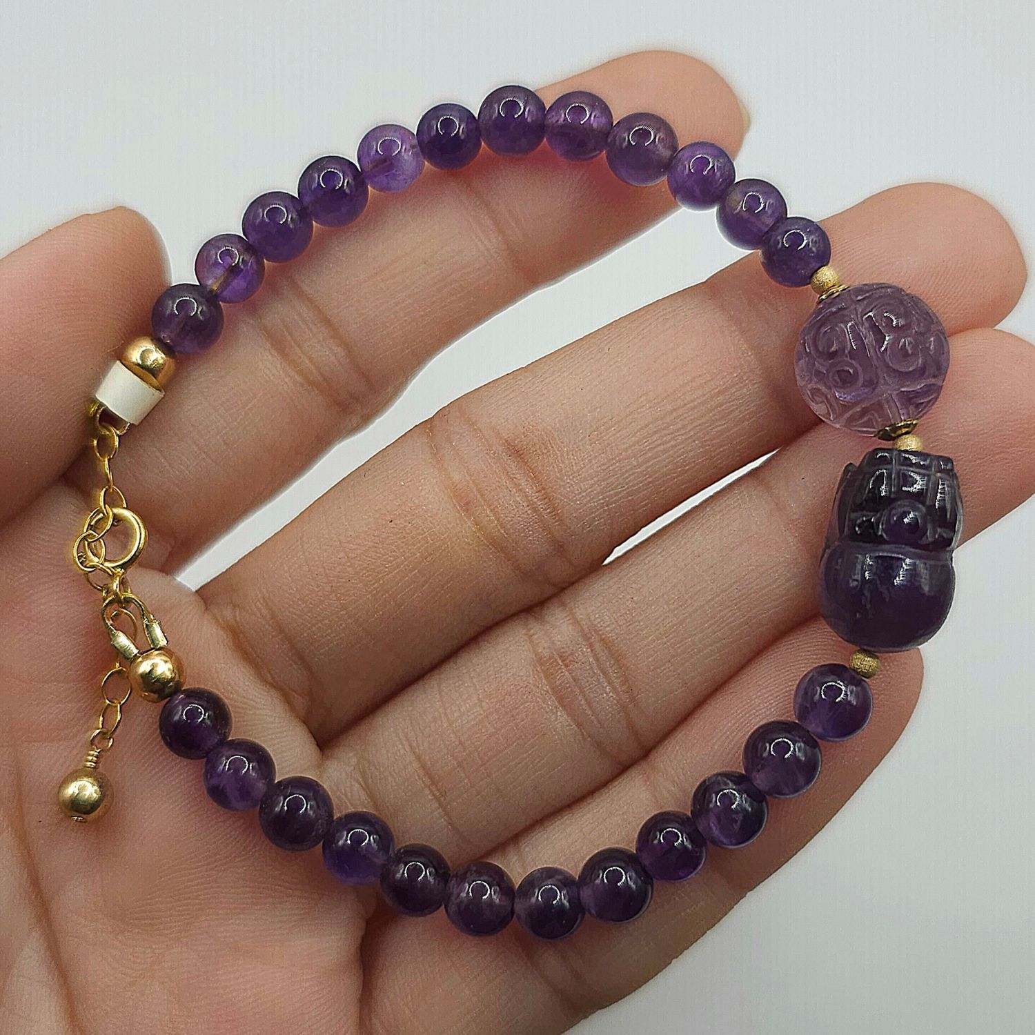 Natural Amethyst with Pixiu &amp; Lucky Turn