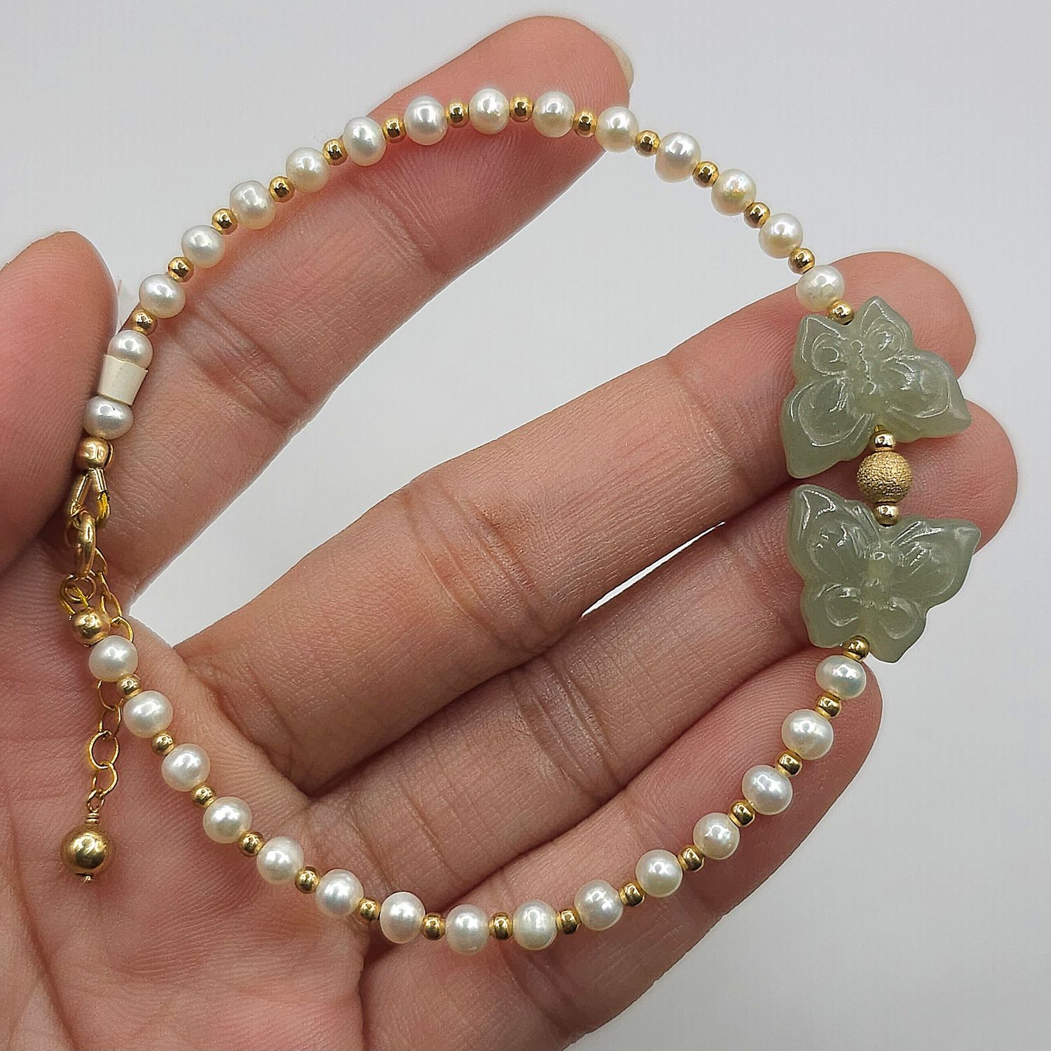 Natural Pearl x Hetian Jade Butterfly