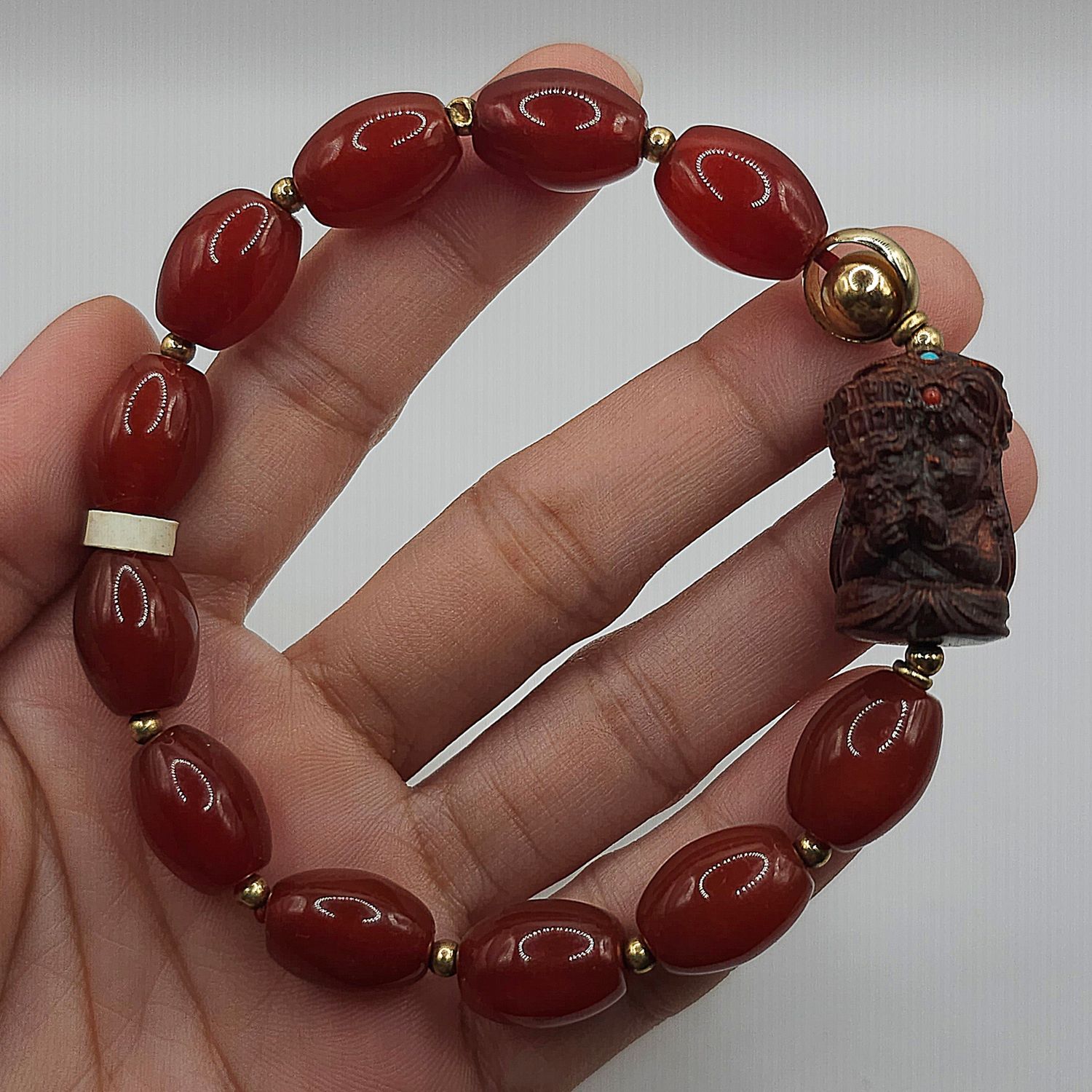 Natural Carnelian with Zakiram God of Wealth