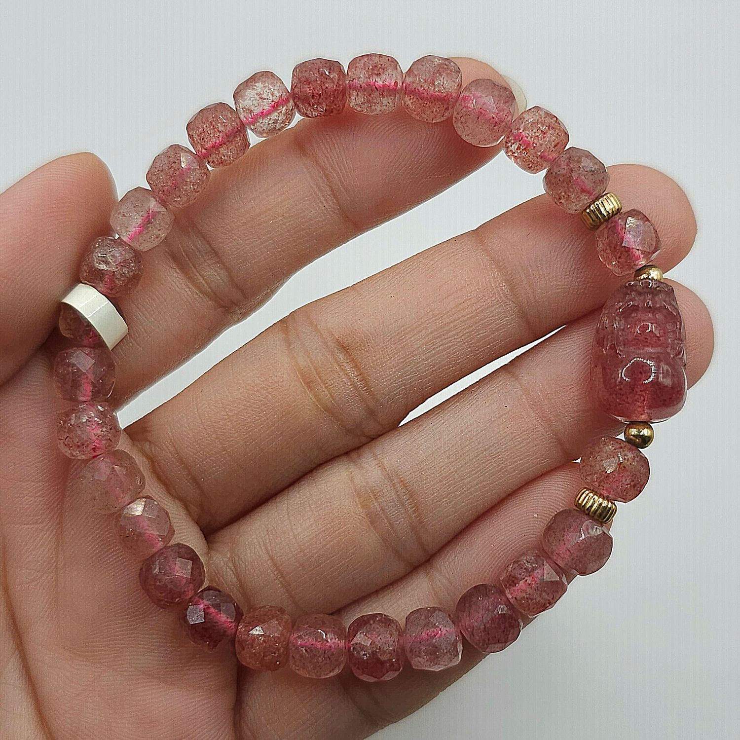 Natural Strawberry Quartz with Pixiu