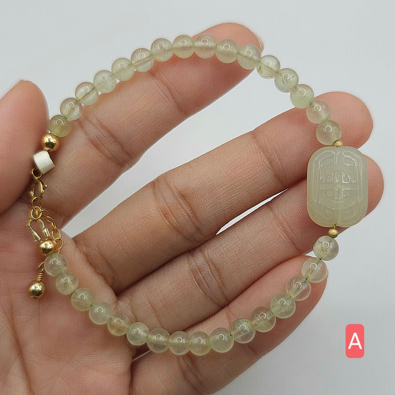 Natural Prehnite x Hetian Jade Goodluck