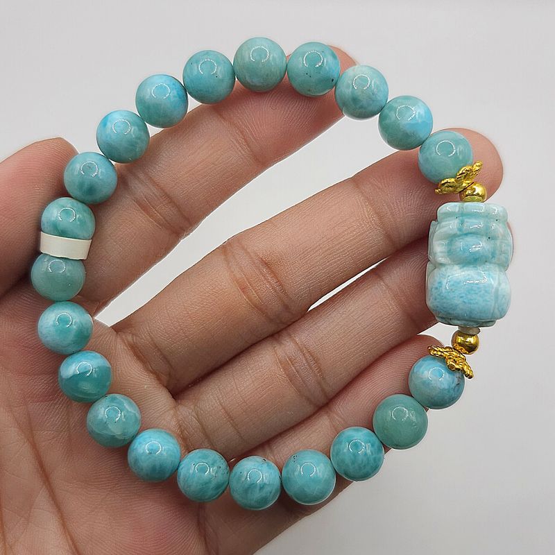 Natural Larimar with Pixiu - 24K