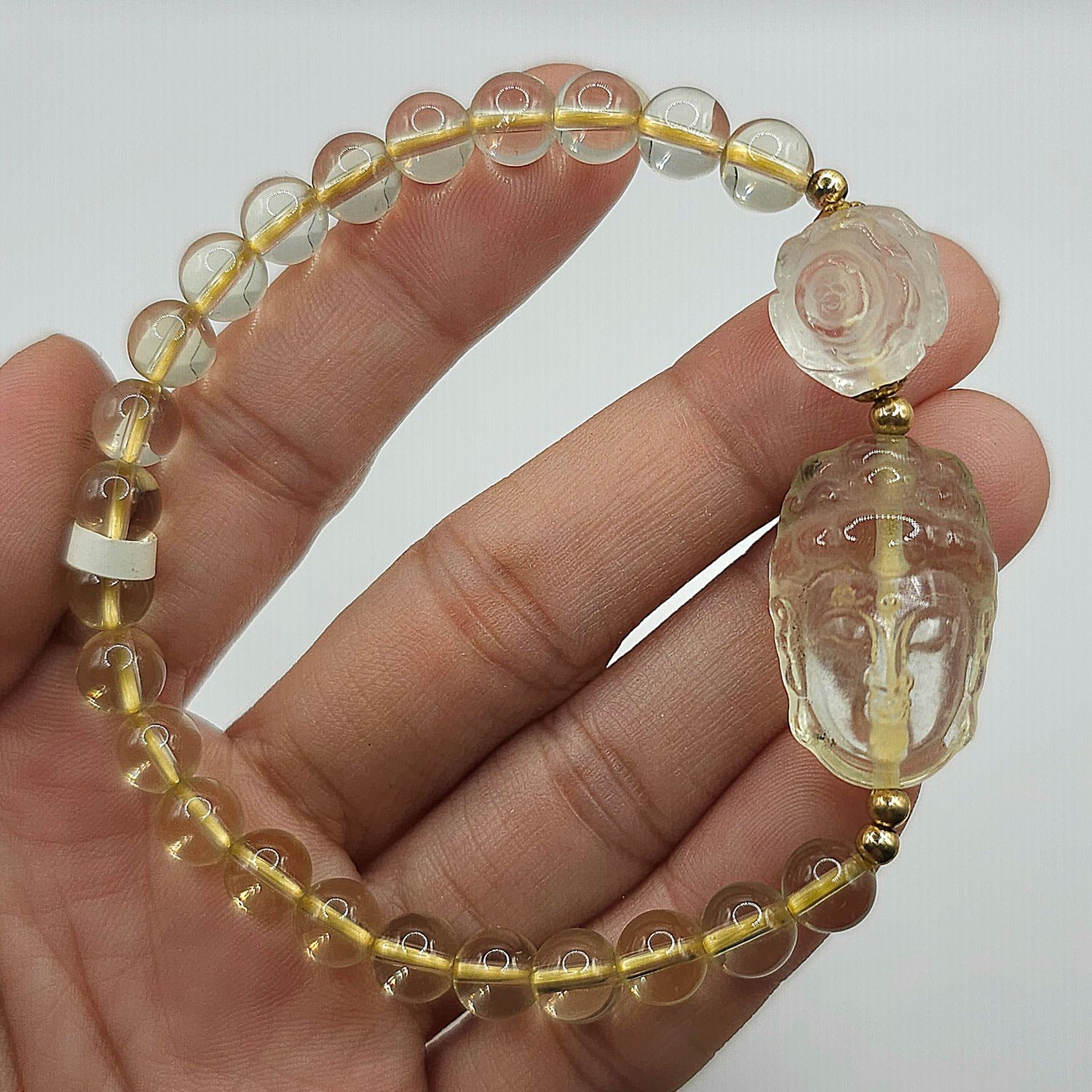 Natural Citrine with Buddha x Clear Quartz Rose