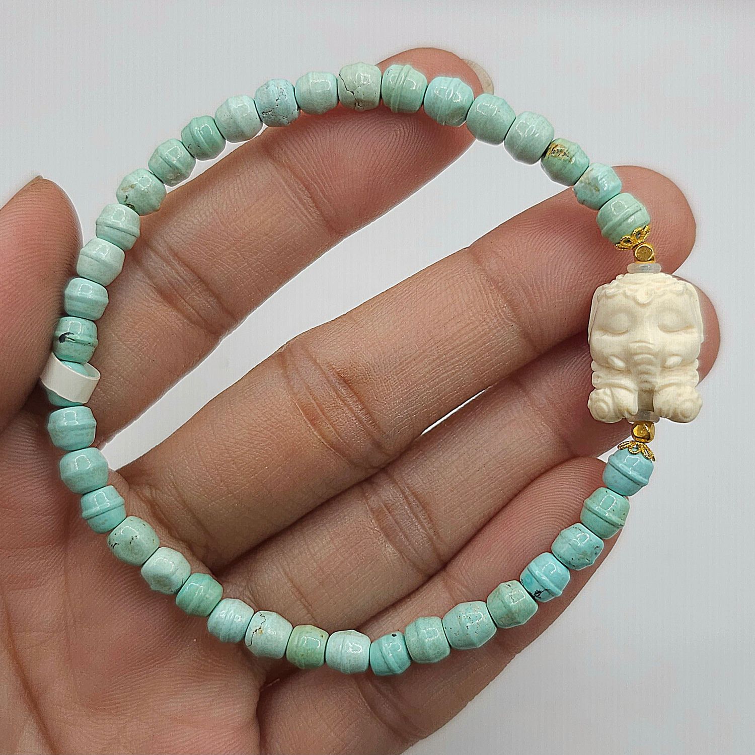 Natural Turquoise with Elephant - 18k