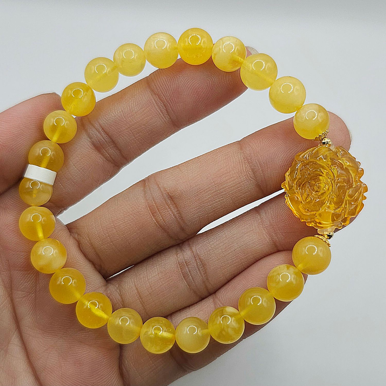 Natural Beeswax Amber with Peony - 18k