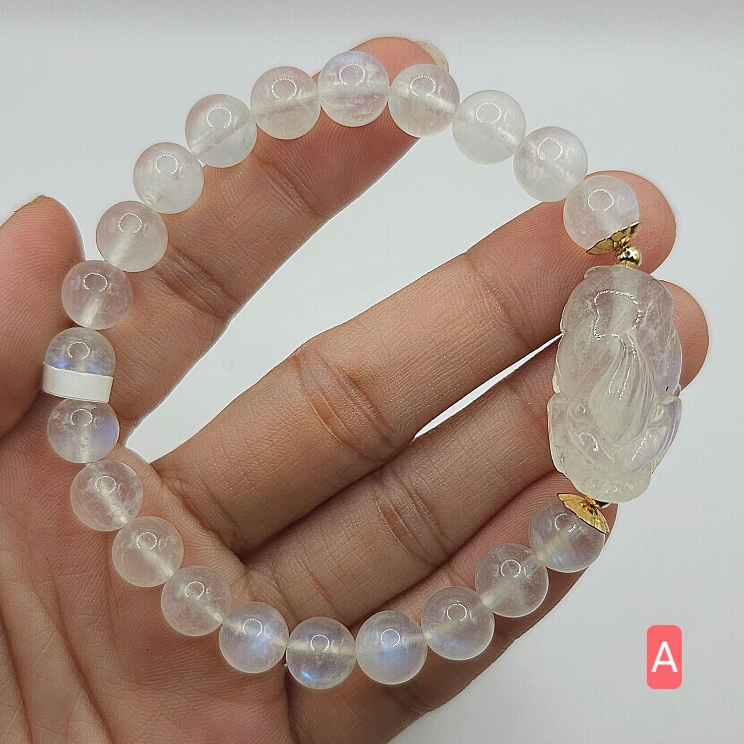 Natural Blue Moonstone with Dragon Pixiu