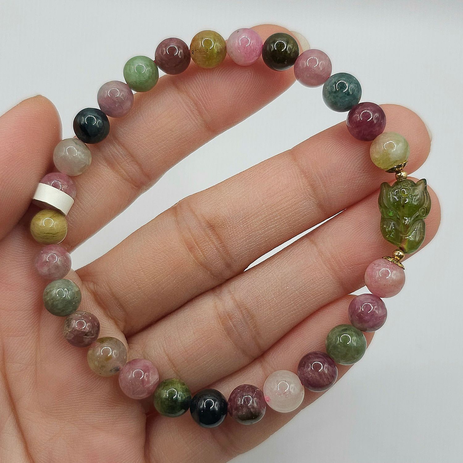 Natural Watermelon Tourmaline with 9 Tail Fox
