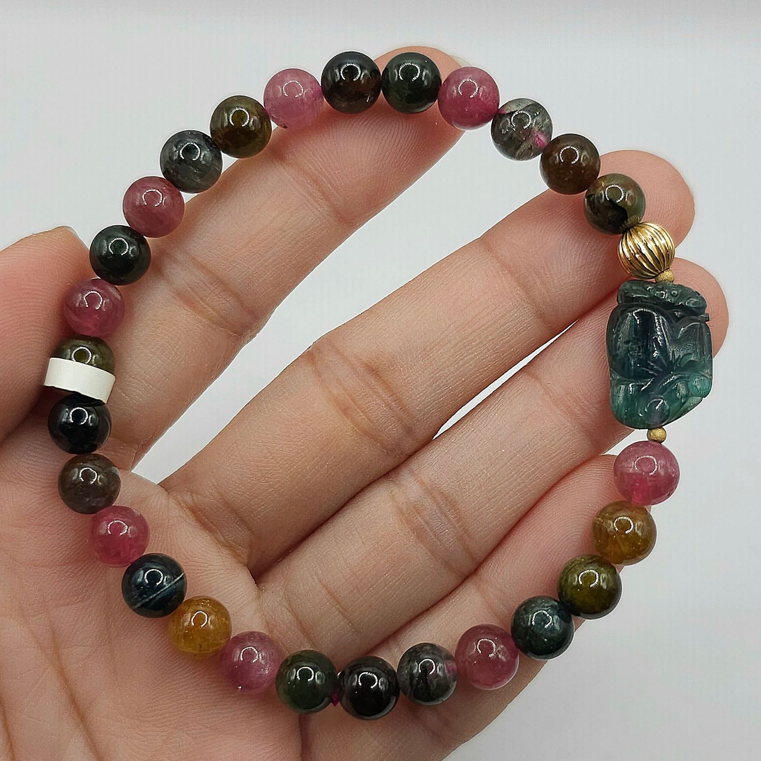 Natural Tourmaline with Money Bag &amp; Ruyi