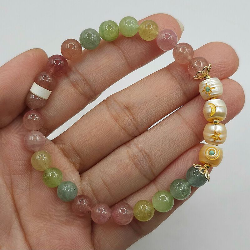 Natural Macaroon Tourmaline with Mother of Pearl