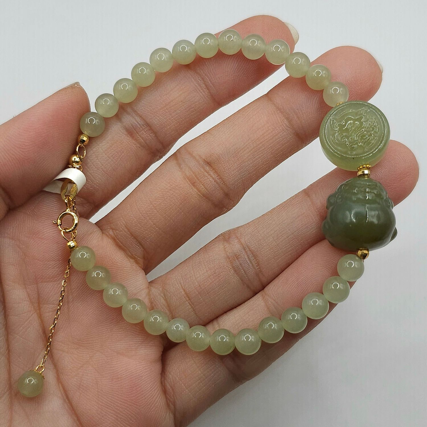 Natural Hetian Jade with Pixiu - 18K