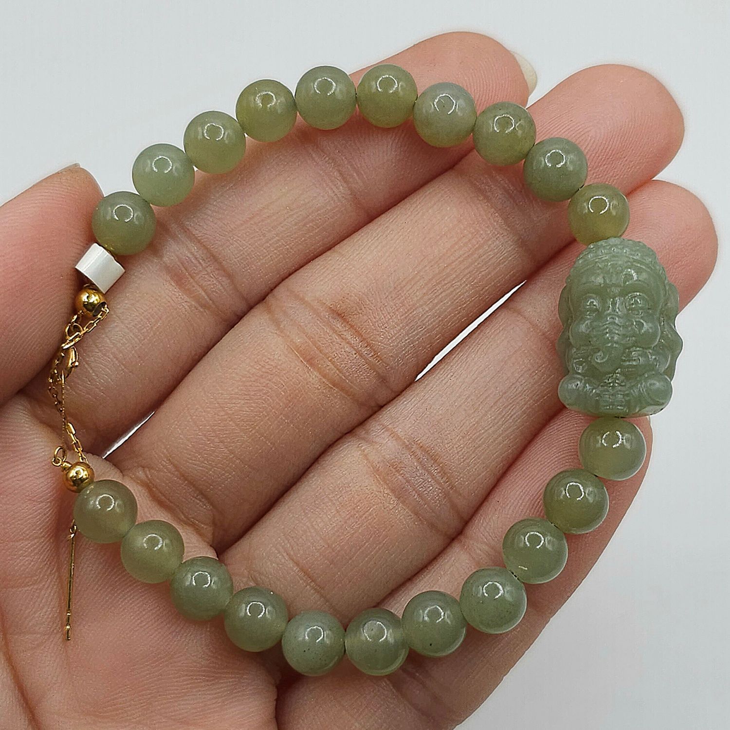 Natural Hetian Jade with Ganesha - 18K