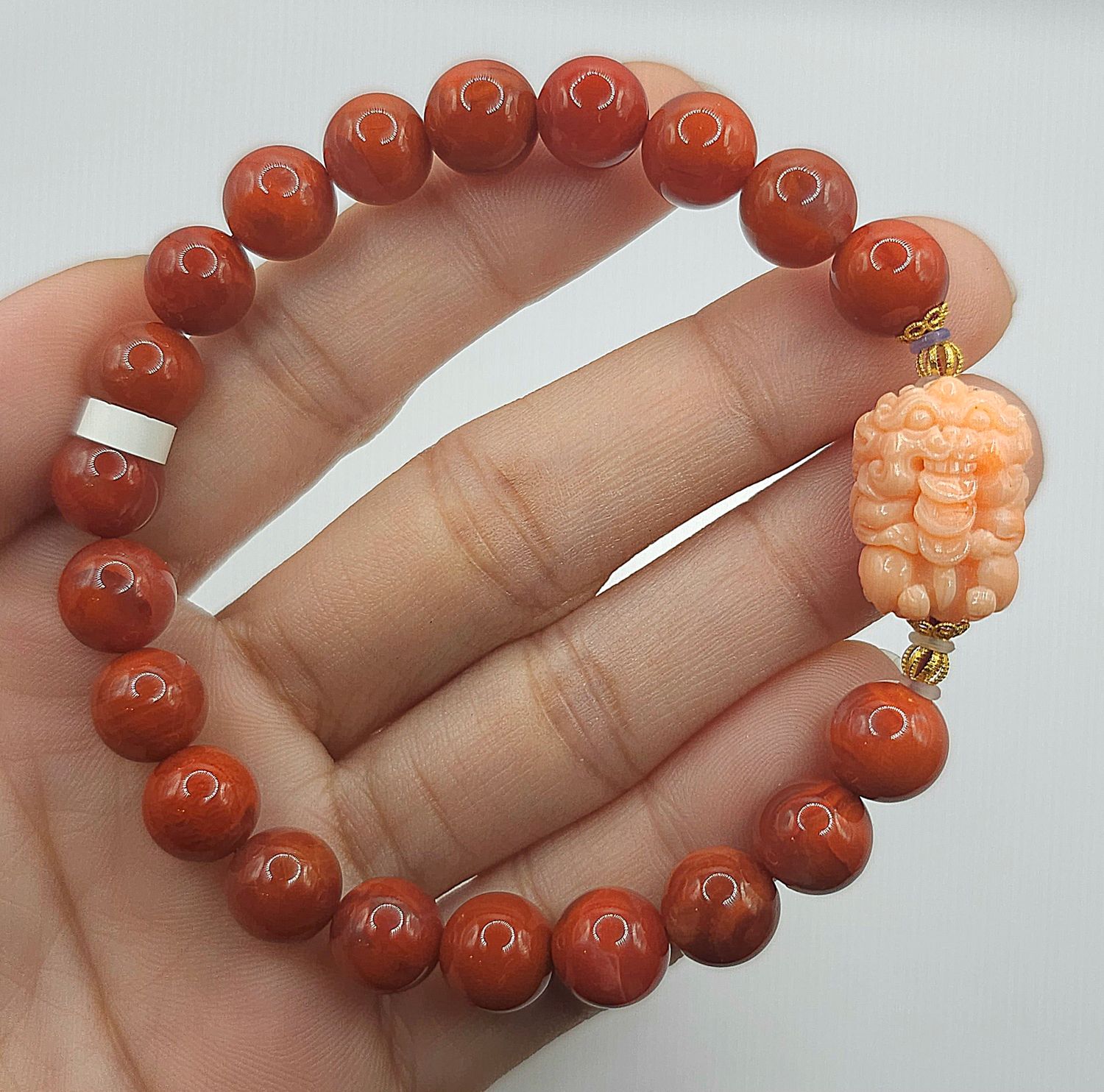 Natural Nanhong x Coral  Dragon Money Eater - 18k