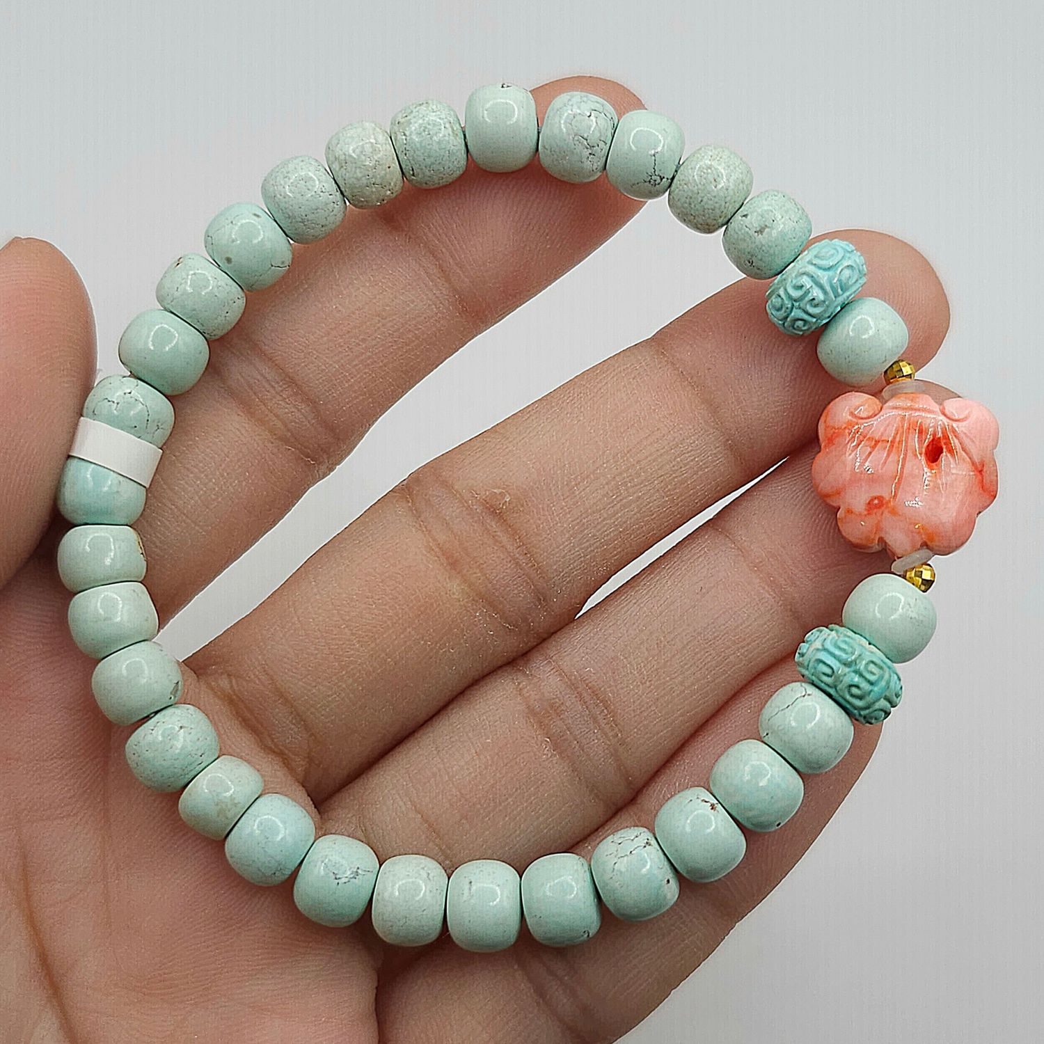 Natural Turquoise x Ruyi Coral - 18k