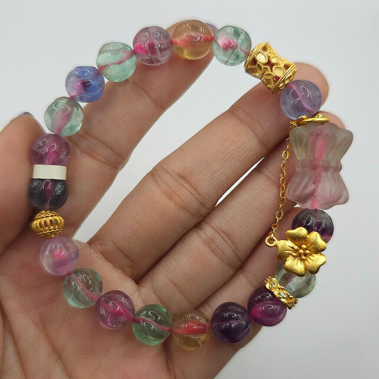 Natural Flourite with Double Lotus